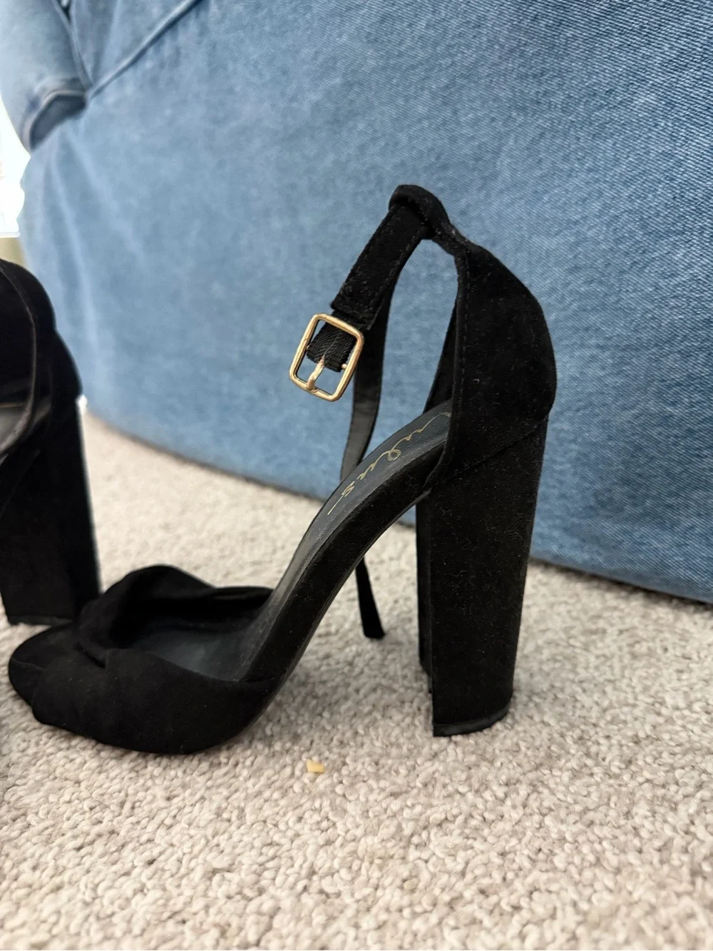 Lulu's Black Suede Knot Front Block Heel Sandals